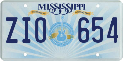 MS license plate ZIO654