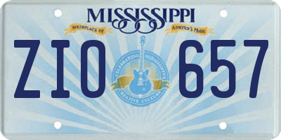 MS license plate ZIO657