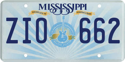 MS license plate ZIO662