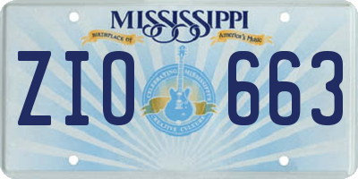 MS license plate ZIO663