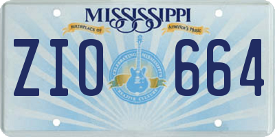 MS license plate ZIO664