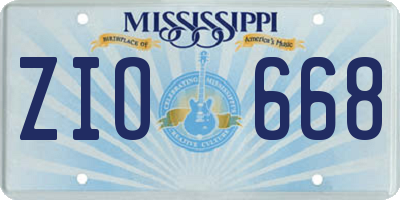 MS license plate ZIO668