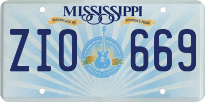 MS license plate ZIO669