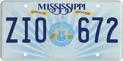 MS license plate ZIO672
