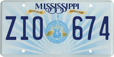 MS license plate ZIO674