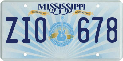 MS license plate ZIO678