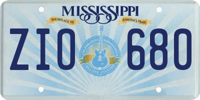 MS license plate ZIO680