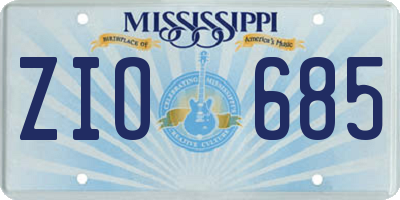 MS license plate ZIO685