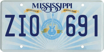 MS license plate ZIO691