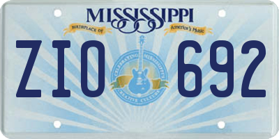 MS license plate ZIO692