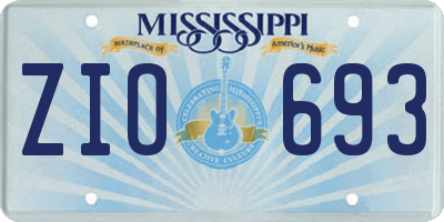MS license plate ZIO693