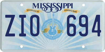 MS license plate ZIO694