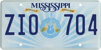 MS license plate ZIO704