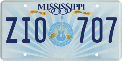 MS license plate ZIO707