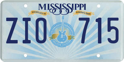 MS license plate ZIO715