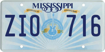 MS license plate ZIO716