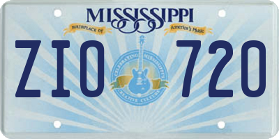 MS license plate ZIO720