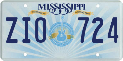 MS license plate ZIO724