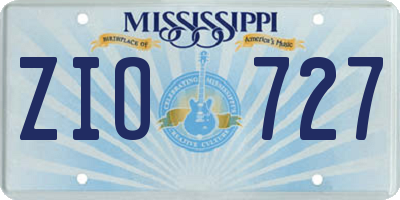 MS license plate ZIO727