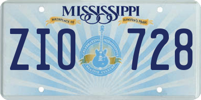 MS license plate ZIO728