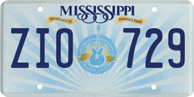 MS license plate ZIO729