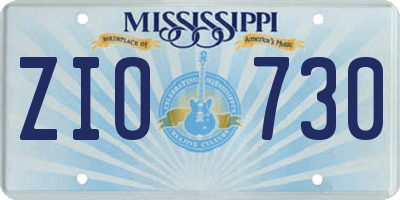 MS license plate ZIO730