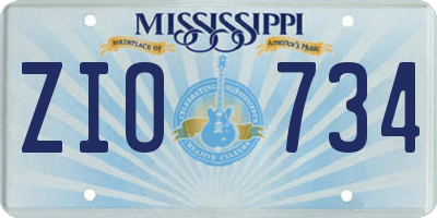 MS license plate ZIO734