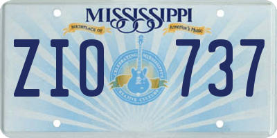 MS license plate ZIO737