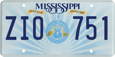 MS license plate ZIO751