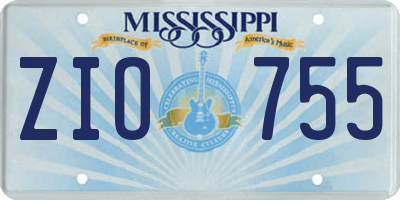 MS license plate ZIO755