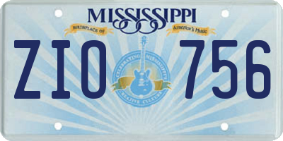 MS license plate ZIO756