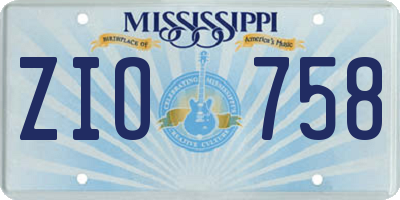 MS license plate ZIO758