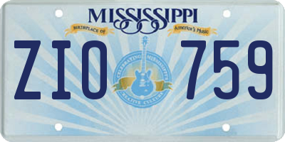 MS license plate ZIO759