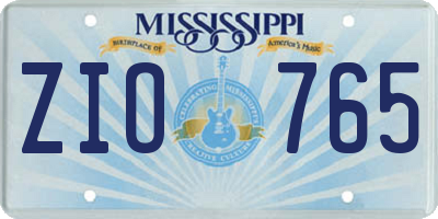 MS license plate ZIO765