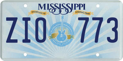 MS license plate ZIO773