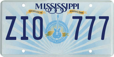 MS license plate ZIO777