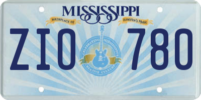 MS license plate ZIO780