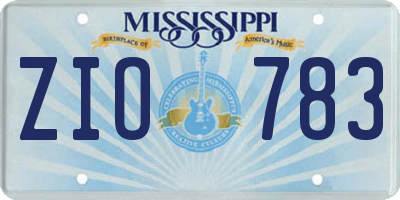 MS license plate ZIO783