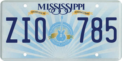MS license plate ZIO785