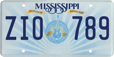 MS license plate ZIO789