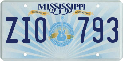MS license plate ZIO793