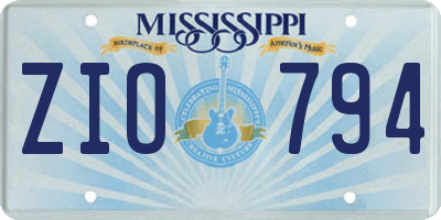 MS license plate ZIO794