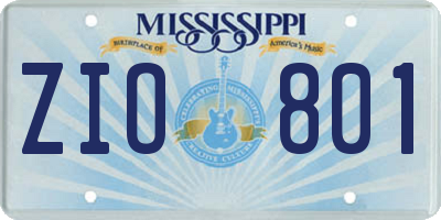 MS license plate ZIO801