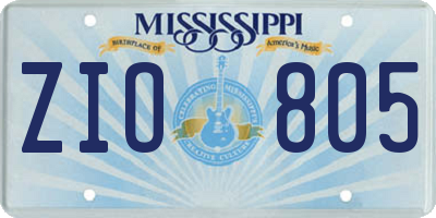 MS license plate ZIO805