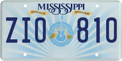 MS license plate ZIO810