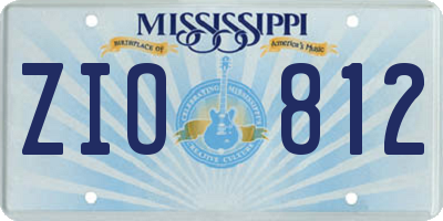 MS license plate ZIO812