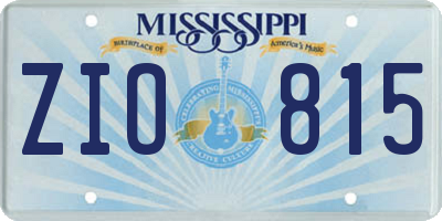 MS license plate ZIO815