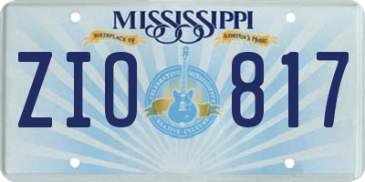MS license plate ZIO817