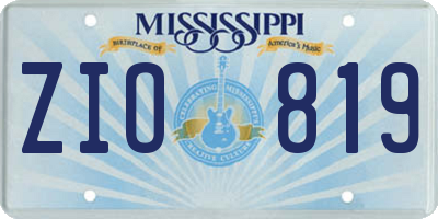 MS license plate ZIO819