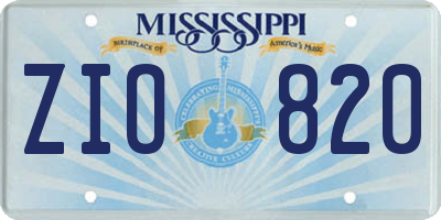 MS license plate ZIO820